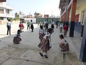 Children skipping at the Teaching project Children skipping at the Teaching project