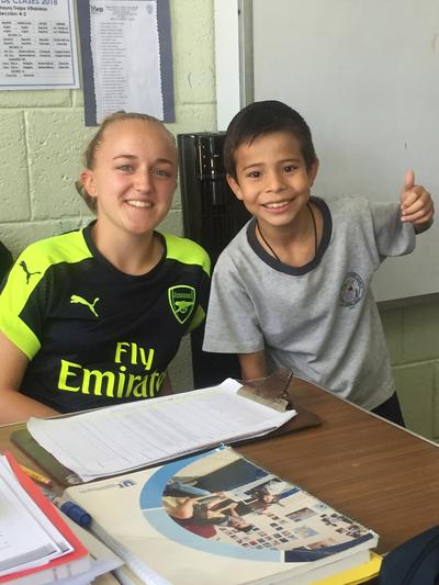 May with one of her students at the school May with one of her students at the school