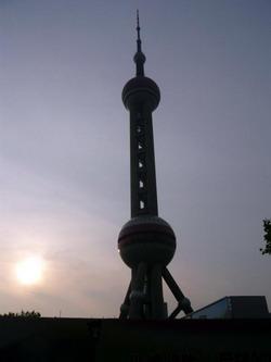 Oriental Pearl Tower at dusk Oriental Pearl Tower at dusk