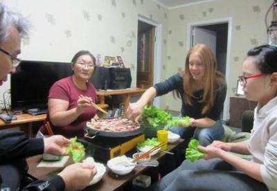 Eating with my host family Eating with my host family