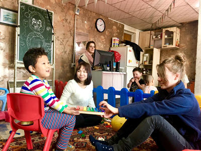 Spending some time with local children Spending some time with local children