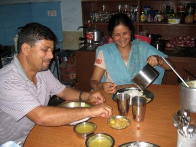 Host family eating daal bhaat Host family eating daal bhaat