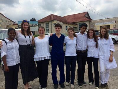 Volunteers together at the hospital Volunteers together at the hospital