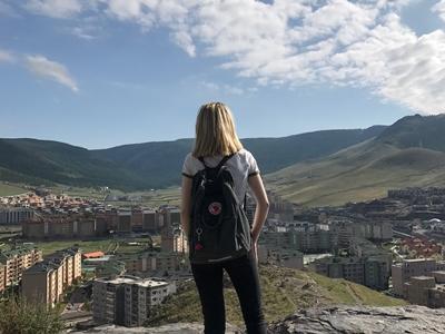 Sophia overlooking the city in Mongolia Sophia overlooking the city in Mongolia
