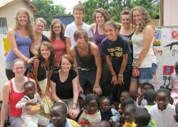 The volunteers and children