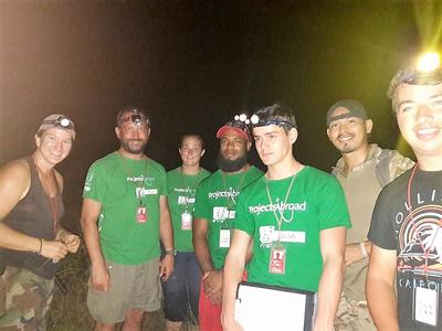 Stephanie and the other volunteers during a crocodile headlight survey Stephanie and the other volunteers during a crocodile headlight survey