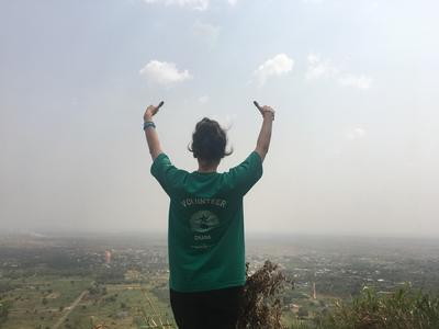 A volunteer enjoying the views in Ghana during her leisure time A volunteer enjoying the views in Ghana during her leisure time