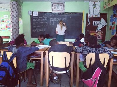 Teaching a class at a primary school in Fiji Teaching a class at a primary school in Fiji