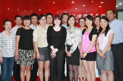 Law & Human Rights project volunteer with local colleagues in China Volunteer with Staff at a Law & Human Rights project in China